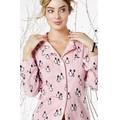 Pink Penguins on Parade Women's Flannel Long Sleeve Classic Pajamas (1X-3X)
